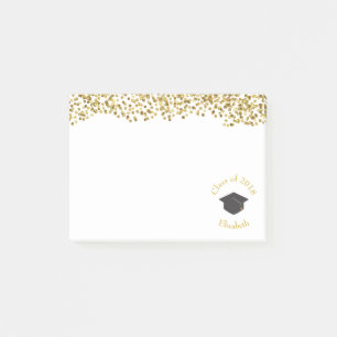 Notas Post-it® Clase Faux Gold Confetti & Graduation Cap de 20xx