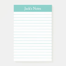 Clásico Aqua Lined Personalized Post-it Notes