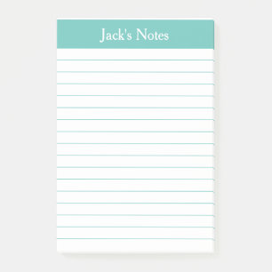 Notas Post-it® Clásico Aqua Lined Personalized Post-it Notes