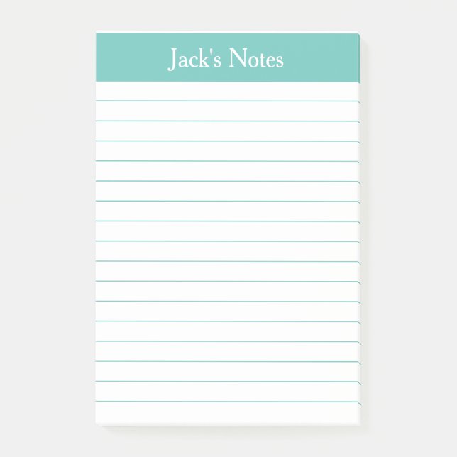 Notas Post-it® Clásico Aqua Lined Personalized Post-it Notes (Anverso)