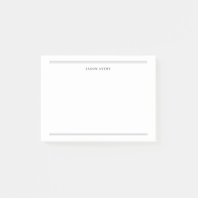 Notas Post-it® Clásico Blanco Negro Líneas Dobles Simple (Anverso)