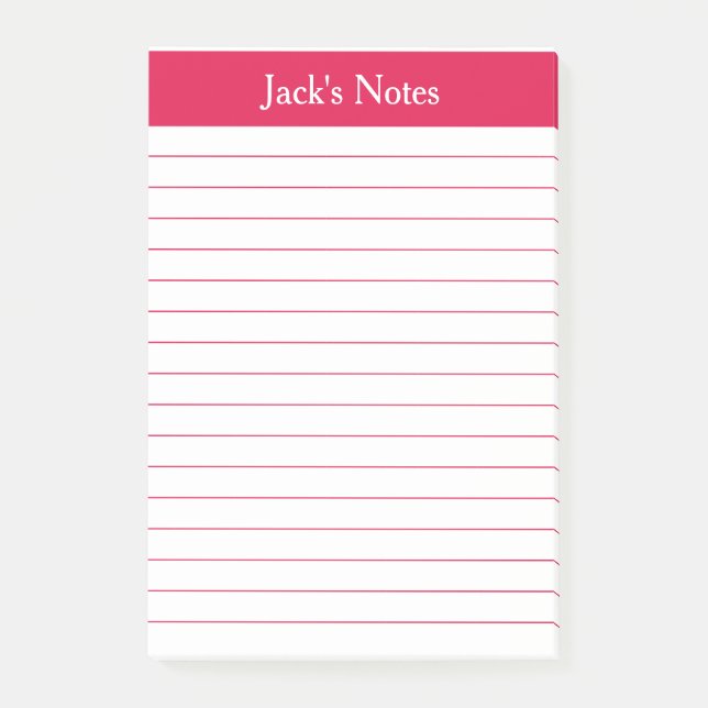 Notas Post-it® Clásico Cherry Red Lined Personalizado (Anverso)