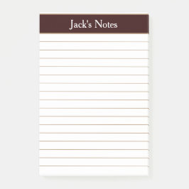 Notas Post-it® Clásico Chocolate Brown Lined Personalizado