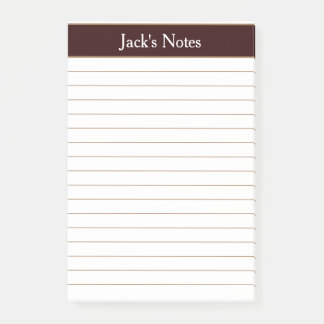 Notas Post-it® Clásico Chocolate Brown Lined Personalizado