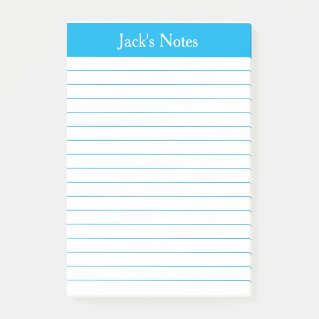 Notas Post-it® Clásico cielo azul en línea personalizado (Anverso)