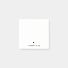 Notas Post-it® Clásico Corazón y nombre negro y blanco