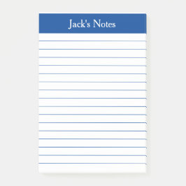 Notas Post-it® Clásico Elegante con lino azul personalizado