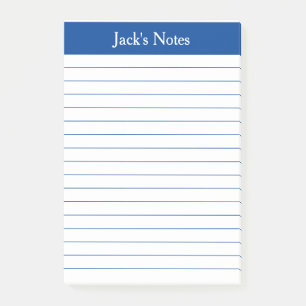 Notas Post-it® Clásico Elegante con lino azul personalizado