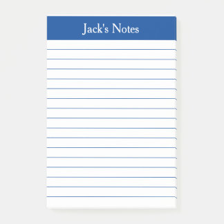 Notas Post-it® Clásico Elegante con lino azul personalizado