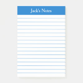 Notas Post-it® Clásico medio azul con lino personalizado