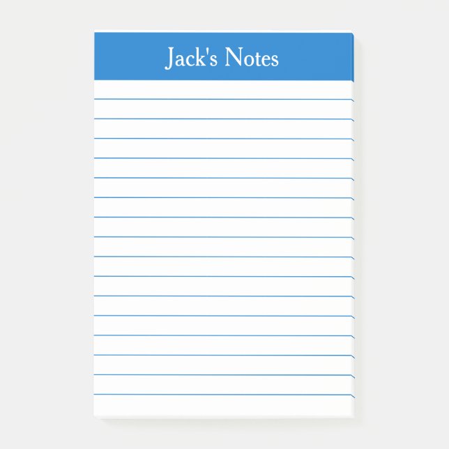 Notas Post-it® Clásico medio azul con lino personalizado (Anverso)