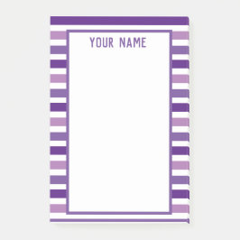 Notas Post-it® Clásico nombre moderno Rayas moradas y blancas
