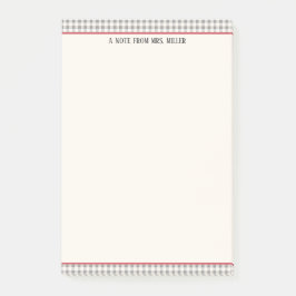 Notas Post-it® Clásico profesor personalizado de Gingham