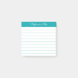Notas Post-it® Clásico Teal Personalizado Rayado