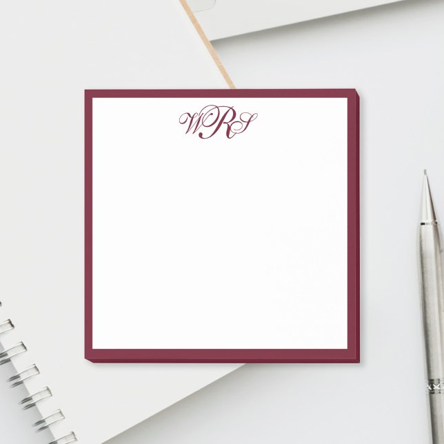 Notas Post-it® Classic Burgundy Red Monogram (Subido por el creador)