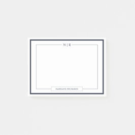 Notas Post-it® Classic Monogram Navy Blue Border Stationery