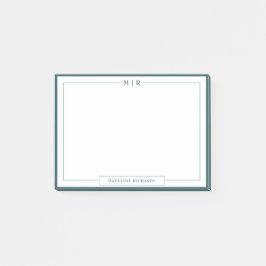 Notas Post-it® Classic Monogram Smoke Green Border Stationery