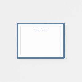 Notas Post-it® Classic Navy Blue Two Border Monogram Lined
