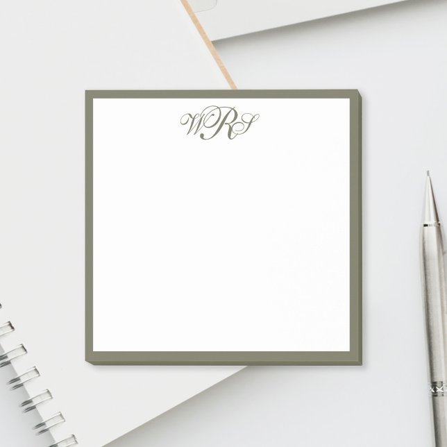 Notas Post-it® Classic Olive Green Monogram (Subido por el creador)
