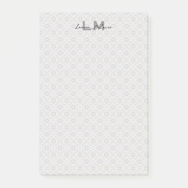 Notas Post-it® Classic Spanish Tile Monogram Stationery (Anverso)
