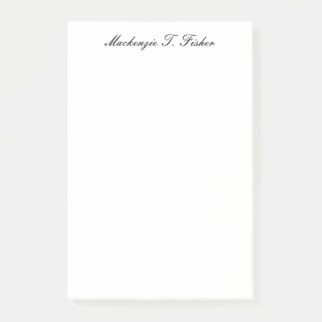 Notas Post-it® Classical Calligraphy Elegant Plain Black & White (Anverso)