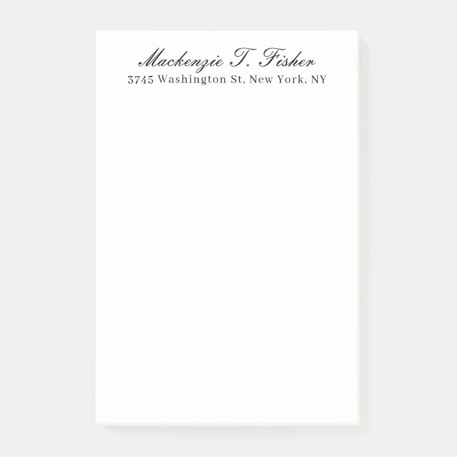 Notas Post-it® Classical Calligraphy Elegant Plain Black & White (Anverso)