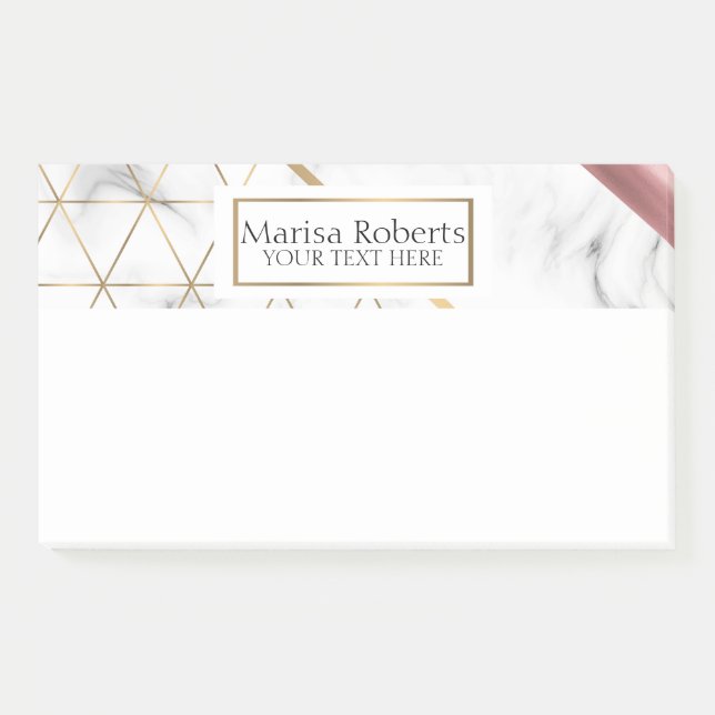 Notas Post-it® Classy Marble Design oro y detalles de oro rosa (Anverso)