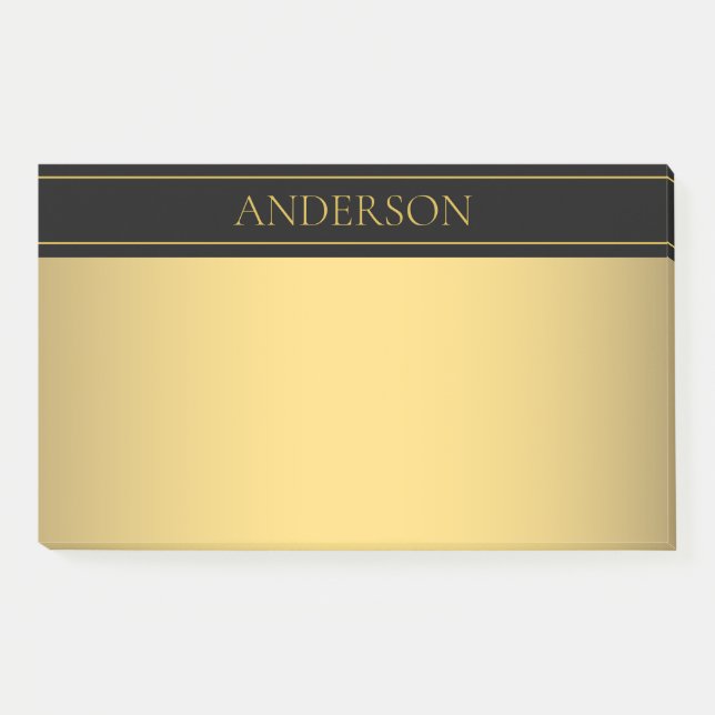 Notas Post-it® Classy Personalizable Gold Text & Lines (Anverso)