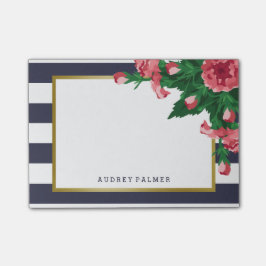 Notas Post-it® Claveles rosados y nombre del personalizado de las