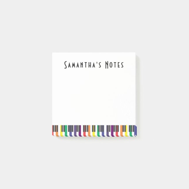 Notas Post-it® Claves de piano arco iris, cuadradas (Anverso)