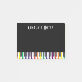 Notas Post-it® Claves de piano arco iris sobre negro