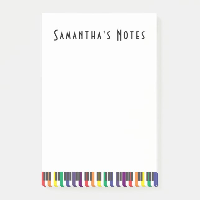 Notas Post-it® Claves de piano arco iris, verticales (Anverso)