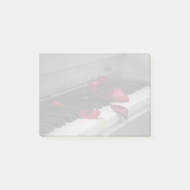 Notas Post-it® Claves de piano con una rosa roja (Anverso)