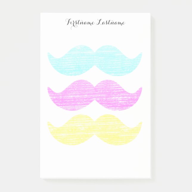 Notas Post-it® CMY Mustaches (estilo letterpress) (Anverso)