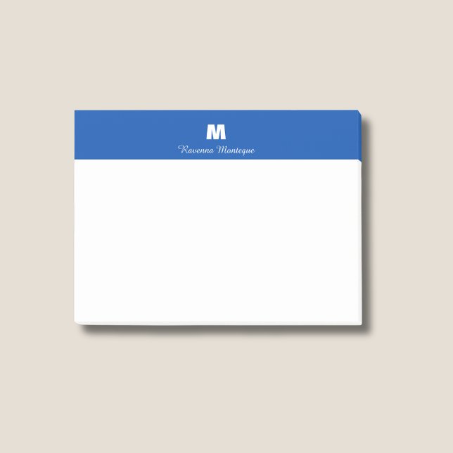 Notas Post-it® Cobalt Blue Chic Personalized Name Letter Monogram (Subido por el creador)