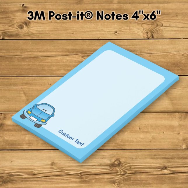 Notas Post-it® Coche de dibujos animados azul (Subido por el creador)