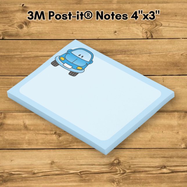 Notas Post-it® Coche de dibujos animados azul (Subido por el creador)