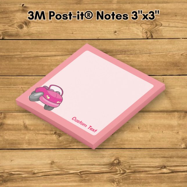 Notas Post-it® Coche de dibujos animados rosa (Subido por el creador)