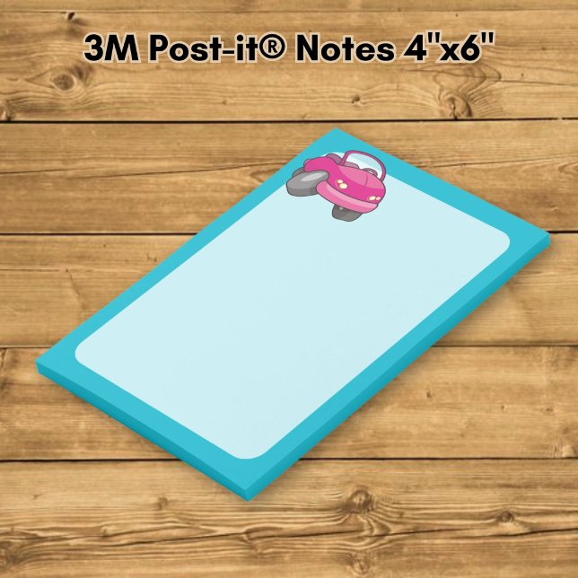Notas Post-it® Coche de dibujos animados rosa (Subido por el creador)