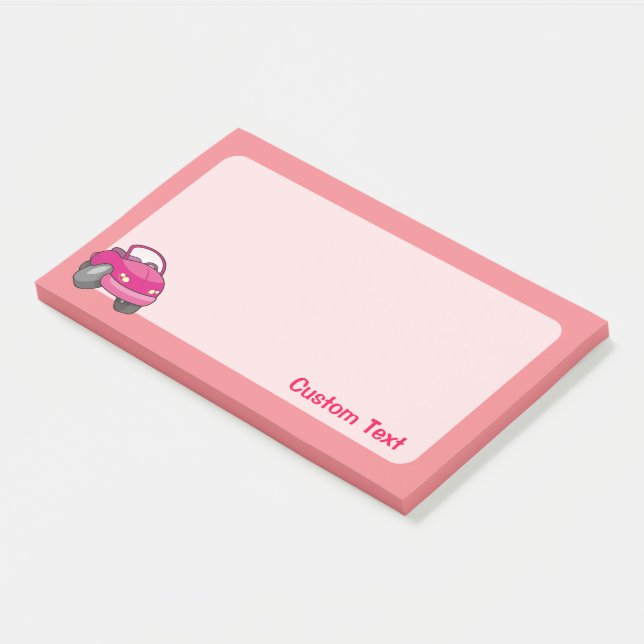 Notas Post-it® Coche Personalizado rosa (En perspectiva)