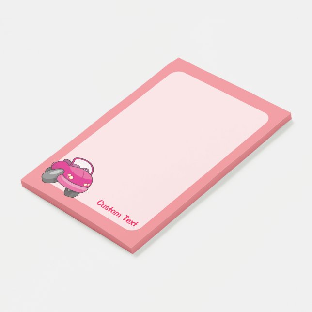 Notas Post-it® Coche Personalizado rosa (En perspectiva)