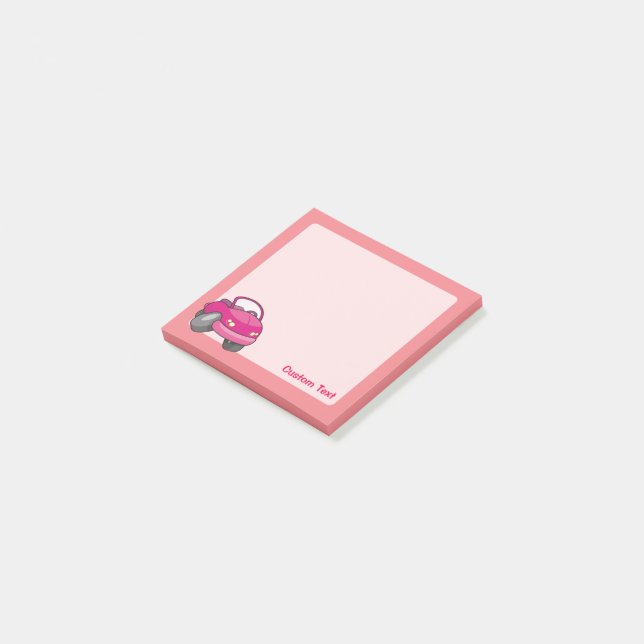 Notas Post-it® Coche Personalizado rosa (En perspectiva)