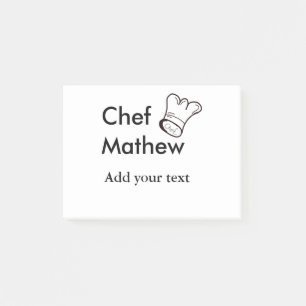 Notas Post-it® Cocina del chef añada nombre de texto hombres pana