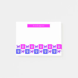 Notas Post-it® Cockapoo Perro Silhouette Pink & Blue