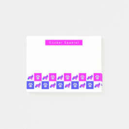 Notas Post-it® Cocker Spaniel Dog & Paw Hot Pink & Blue