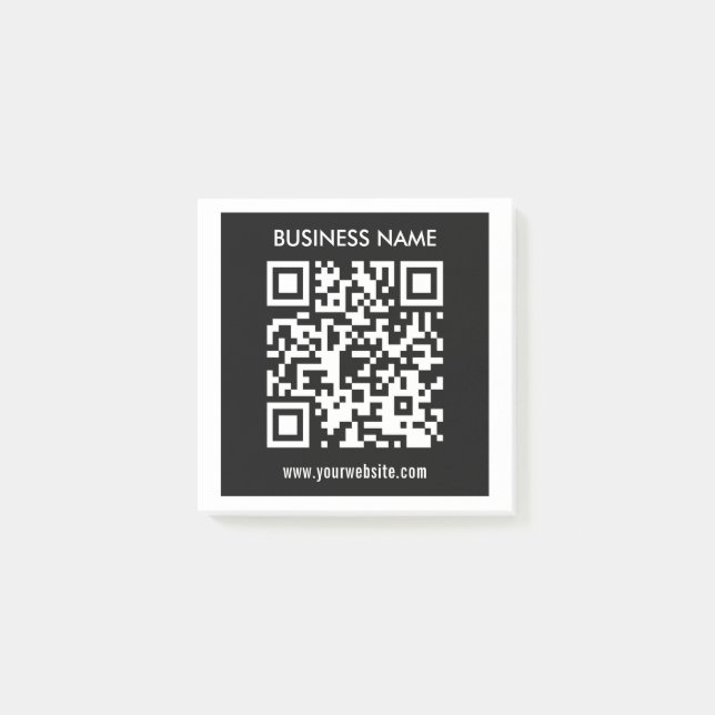 Notas Post-it® Código QR editable (generado al instante) | Negro (Anverso)