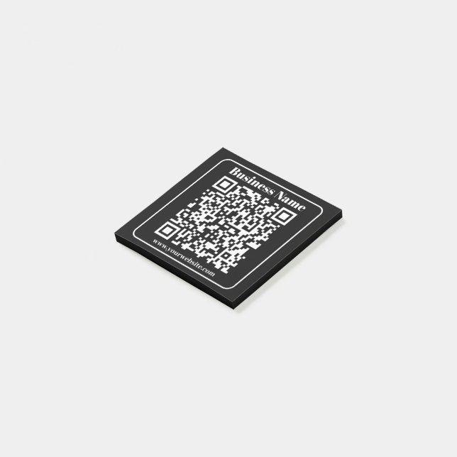 Notas Post-it® Código QR editable negro y blanco estilo retro mod (En perspectiva)