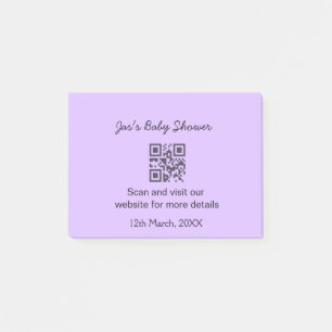 Notas Post-it® Código QR simple de fiesta de bebé púrpura agregar