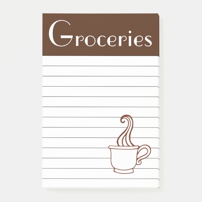 Notas Post-it® Coffee Groceries Post It Notes (Anverso)