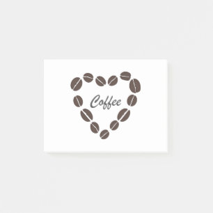 Notas Post-it® Coffee Love Coffee Bean Heart